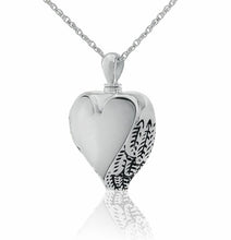 Load image into Gallery viewer, Sterling Silver Mother of Pearl Heart Pendant/Necklace Cremation Urn for Ashes