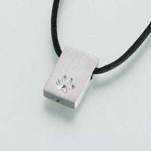 Load image into Gallery viewer, Sterling Silver Rectangle with Paw Print Memorial Jewelry Pendant