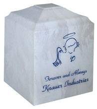 Load image into Gallery viewer, Small/Keepsake 45 Cubic Inch White Angel Cultured Marble Cremation Urn for Ashes