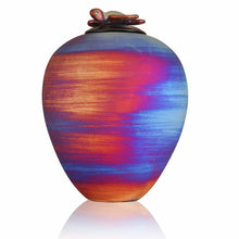 Load image into Gallery viewer, Large/Adult 200 Cubic Inches Turtle Raku Ceramic Funeral Cremation Urn for Ashes