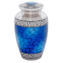 Load image into Gallery viewer, Large/Adult 200 Cubic Inch Classic Mystic Blue Brass Funeral Cremation Urn