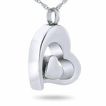 Load image into Gallery viewer, Double Heart Stainless Steel Pendant/Necklace Funeral Cremation Urn for Ashes