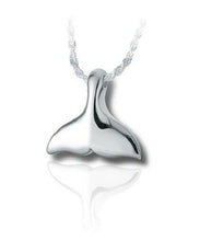 Load image into Gallery viewer, Sterling Silver Whale Tail Funeral Cremation Urn Pendant for Ashes w/Chain