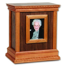 Load image into Gallery viewer, Large/Adult 225 Cubic Inch Walnut Framed Handcrafted Wood Funeral Cremation Urn