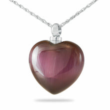 Load image into Gallery viewer, Purple Glass Heart Pendant/Necklace Funeral Cremation Urn for Ashes