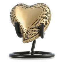 Load image into Gallery viewer, Small/Keepsake 6 Cubic Inches Vine Heart Brass Cremation Urn for Ashes