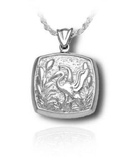 Load image into Gallery viewer, Sterling Silver Heron Cushion Funeral Cremation Urn Pendant for Ashes w/Chain