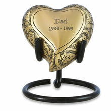 Load image into Gallery viewer, Small/Keepsake 6 Cubic Inches Vine Heart Brass Cremation Urn for Ashes