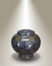 Load image into Gallery viewer, Peony Blue Oak Wood Keepsake Funeral Cremation Urn, 20 Cubic Inches
