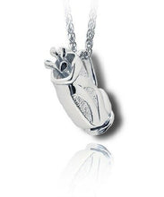 Load image into Gallery viewer, Sterling Silver Golf Bag Funeral Cremation Urn Pendant for Ashes w/Chain