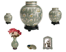 Load image into Gallery viewer, Small/Keepsake 3 cubic inches Pear Blossom Flower Cloisonne Cremation Urn