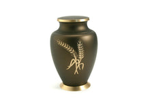 Load image into Gallery viewer, At Peace Memorials Wheat Mini Keepsake Brass Brown Cremation Urn for Ashes 5 CI