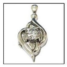 Load image into Gallery viewer, Diamond Sterling Silver Funeral Cremation Urn Pendant w/Chain for Ashes