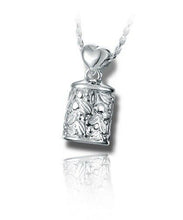 Load image into Gallery viewer, Sterling Silver Short Leaves & Berries Traditional Cremation Urn Pendant w/Chain