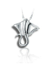 Load image into Gallery viewer, Sterling Silver Mantra Ray Funeral Cremation Urn Pendant for Ashes w/Chain