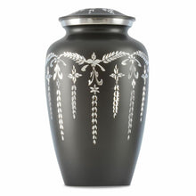 Load image into Gallery viewer, Large/Adult 220 Cubic Ins Black & Pewter Aluminum Funeral Cremation Urn for Ashes