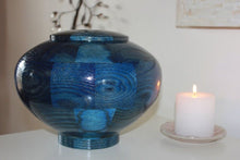 Load image into Gallery viewer, Peony Blue Oak Wood Infant/Child/Pet Funeral Cremation Urn, 90 Cubic Inches