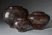 Load image into Gallery viewer, Peony Black Oak Wood Adult Funeral Cremation Urn, 220 Cubic Inches
