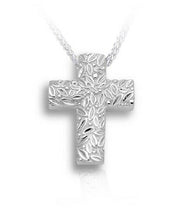 Load image into Gallery viewer, Sterling Silver Leaves & Berries Cross Funeral Cremation Urn Pendant with Chain