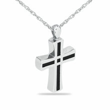 Load image into Gallery viewer, Sterling Silver Men's Cross Chain Link Pendant Funeral Cremation Urn w/necklace
