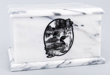 Load image into Gallery viewer, Large/Adult 240 Cubic Inches White Evermore Rectangle Natural Marble Urn