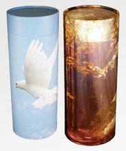 Load image into Gallery viewer, Biodegradable Eco-Friendly Adult Scattering Tube Cremation Urn, 200 Cubic Inches Ascending Dove