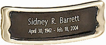 Load image into Gallery viewer, Personalized Brushed Brass Name-Plate Medallion for Cube & Box Cremation Urns