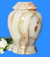 Load image into Gallery viewer, Large/Adult 220 Cubic Inch White Onyx Kylix Marble Funeral Cremation Urn