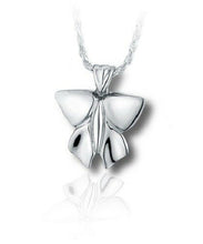 Load image into Gallery viewer, Sterling Silver Modern Butterfly Funeral Cremation Urn Pendant for Ashes w/Chain