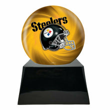 Load image into Gallery viewer, Large/Adult 200 Cubic Inch Pittsburgh Steelers Metal Ball on Cremation Urn Base