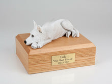 Load image into Gallery viewer, German Shepherd White Pet Funeral Cremation Urn Avail in 3 Diff Colors & 4 Sizes