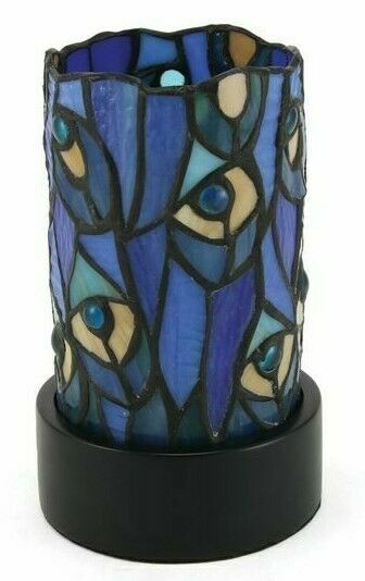 Small/Keepsake Stained Glass Paragon Cremation Urn w/LED - Peacock
