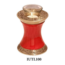 Load image into Gallery viewer, Small/Keepsake 20 Cubic Inch Brass Baroque Red Tealight Cremation Urn
