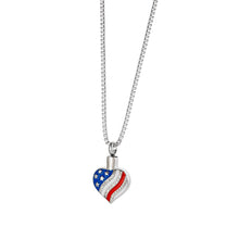 Load image into Gallery viewer, American Flag Heart Pendant/Necklace Funeral Cremation Urn for Ashes