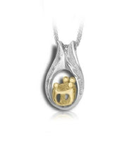Load image into Gallery viewer, Sterling Silver & 10kt Gold 2 Adults & 2 Children Cremation Urn Pendant w/Chain
