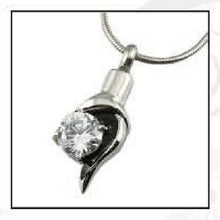 Load image into Gallery viewer, Diamond Accent Stainless Steel Funeral Cremation Urn Pendant w/Chain for Ashes
