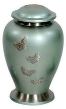 Load image into Gallery viewer, Large/Adult 200 Cubic Inch Teal Butterfly Funeral Cremation Urn for Ashes