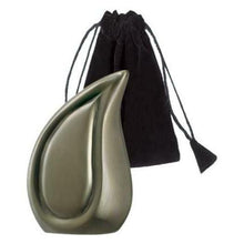 Load image into Gallery viewer, Small/Keepsake 3 Cubic Inches Tear Drop Pewter Brass Cremation Urn with pouch