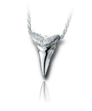 Load image into Gallery viewer, Sterling Silver Shark Tooth Funeral Cremation Urn Pendant for Ashes w/Chain