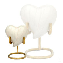 Load image into Gallery viewer, Small/Keepsake 5 Cubic Inch Brass White Baroque Shadow Heart Cremation Urn