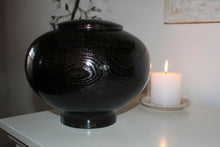Load image into Gallery viewer, Peony Black Oak Wood Adult Funeral Cremation Urn, 220 Cubic Inches