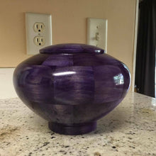 Load image into Gallery viewer, Peony Purple Poplar Wood Keepsake Funeral Cremation Urn, 20 Cubic Inches