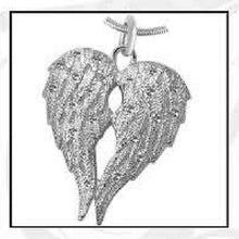 Load image into Gallery viewer, Angel Wings Stainless Steel Funeral Cremation Urn Pendant w/Chain for Ashes