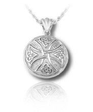 Load image into Gallery viewer, Sterling Silver Celtic Cross Round Funeral Cremation Urn Pendant w/Chain