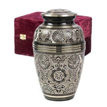 Load image into Gallery viewer, Set of Adult (202 cubic inch) & Keepsake (3 inch) Brass Funeral Cremation Urns