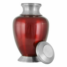 Load image into Gallery viewer, Large/Adult 220 Cubic Inches Red & Gray Brass Funeral Cremation Urn for Ashes