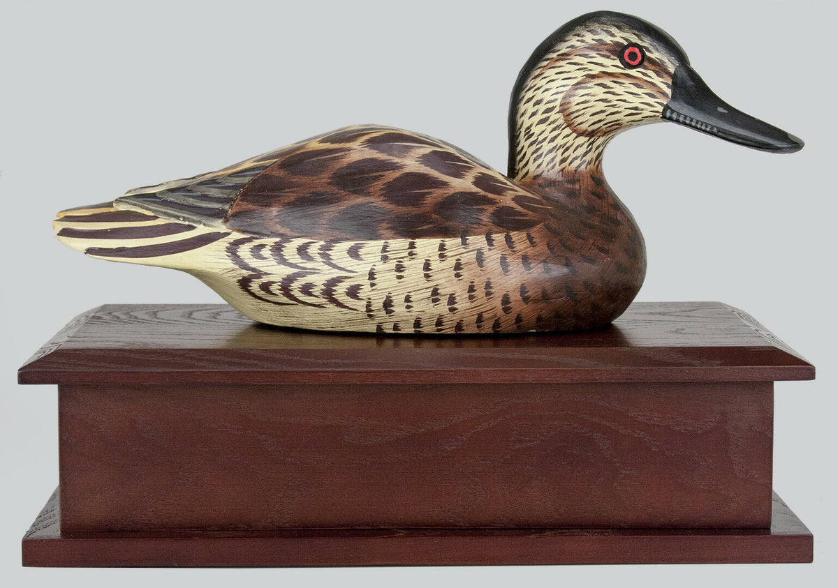 165 Cubic Ins Duck Decoy Urn Female Coloring/Dark Ash Box for Cremat