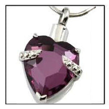 Load image into Gallery viewer, Purple Stone Sterling Silver Funeral Cremation Urn Pendant w/Chain for Ashes