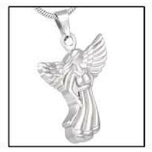 Load image into Gallery viewer, Angel Stainless Steel Funeral Cremation Urn Pendant w/Chain for Ashes
