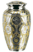 Load image into Gallery viewer, Large/Adult 202 Cub. In. Brass Gold/Silver Color Funeral Cremation Urn For Ashes